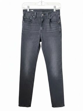 New Levi's Premium 724 High Rise Slim Straight Black Stretch Jeans Size 26x32